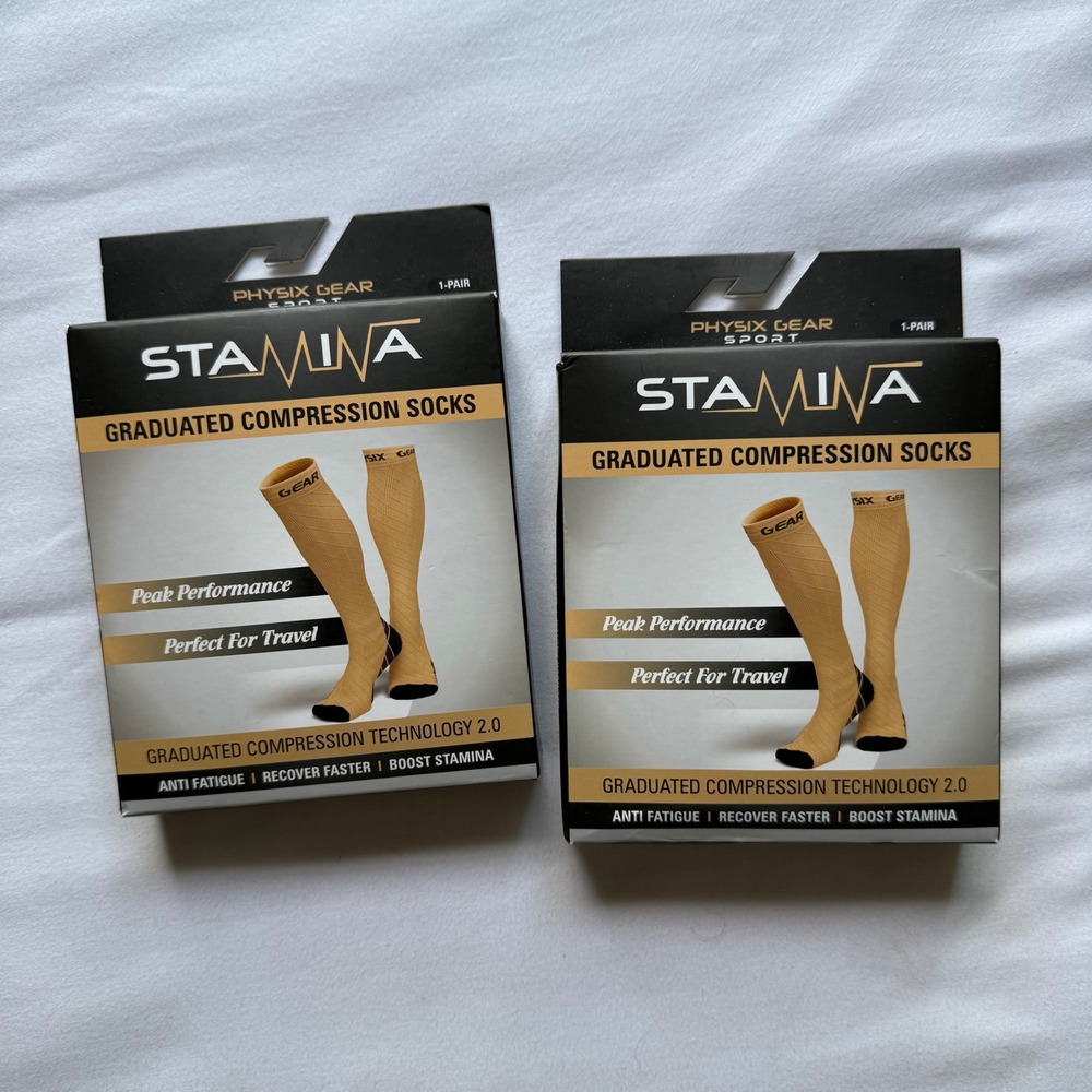 Physix Gear Sport Stamina Graduated Compression Socks 2 Pairs Nude XXL 20-30mmHg
